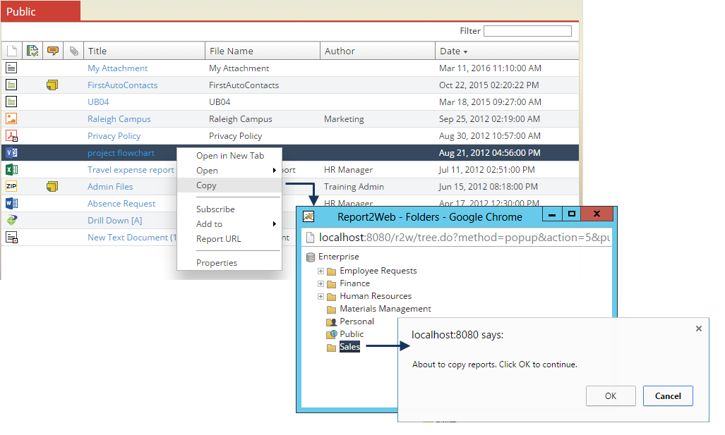 Screenshot of Right-click > Copy Action